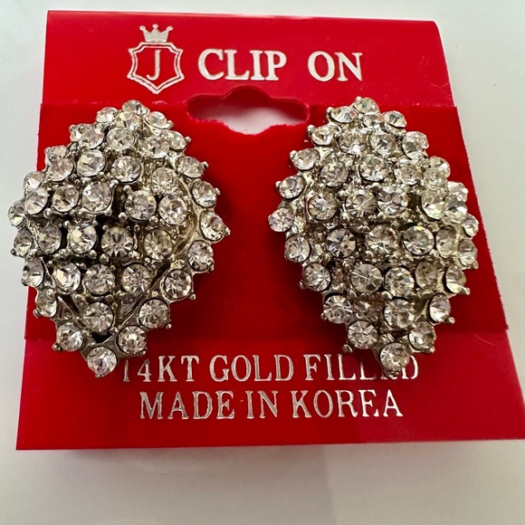 14k white gold field zirconia crystal earring - Picture 1 of 5